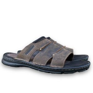 Rockport Darwyn Outdoor Sandals Slides Brown Leather Classic Men’s size 12